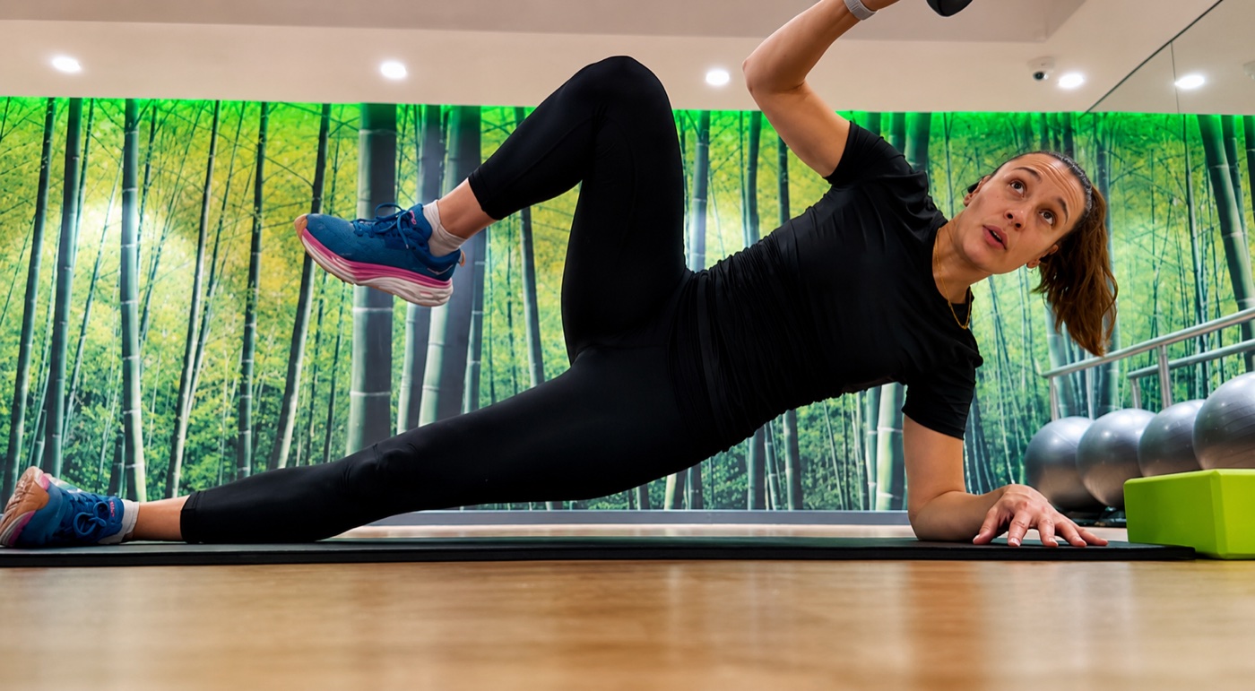 Tilana van Tonder training on a gym mat